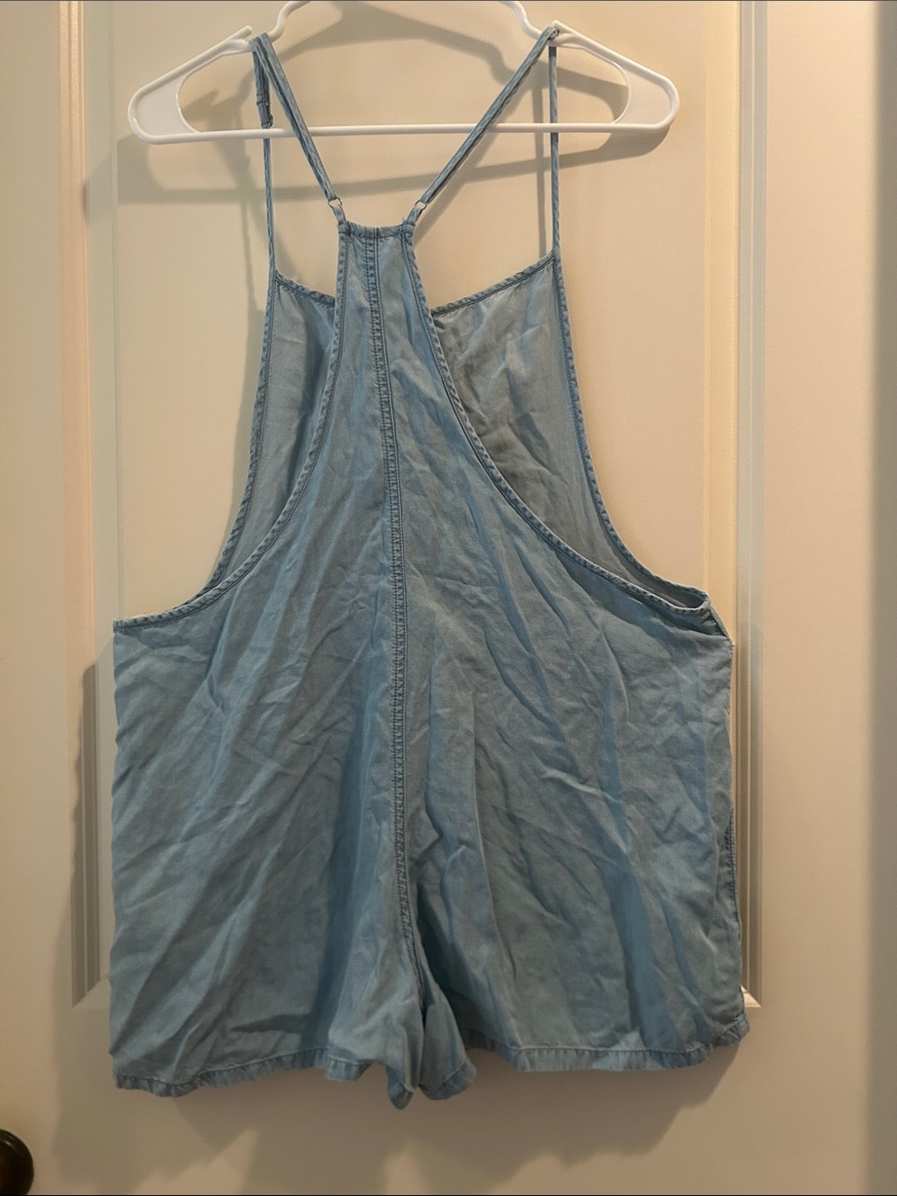 Aerie Lightweight So Soft Denim Chambray One-Piece Racerback Romper Pockets M